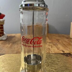 Coca Cola Straw Dispenser Glass Holder Jar Coke Bottle Soda Drink Diner